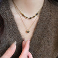 Stainless Steel Tiger Eye Beaded Pendant Necklace, Maillard Vintage Geometric Round Design view 4