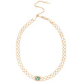 French Vintage Copper Square Zircon Pendant Necklace Bracelet Jewelry Set For Women view 5