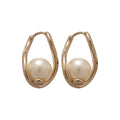 French Vintage Hollow Out Faux Pearl Geometric Round Drop Earrings For Elegant Office Women view 5