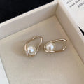 French Vintage Hollow Out Faux Pearl Geometric Round Drop Earrings For Elegant Office Women view 4