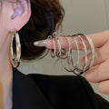 Iron Geometric Twisted Round Hoop Earrings Jewelry Set, Minimalist European Style view 4