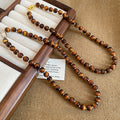 Tiger Eye Look Resin Beaded Round Pendant Maillard Style Sweater Necklace view 1