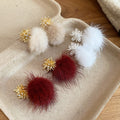 Plush Ball Zircon Firework Drop Earrings With Silver Needle Posts, Geometric OL Style view 2