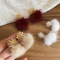 Plush Ball Zircon Firework Drop Earrings With Silver Needle Posts, Geometric OL Style view 4