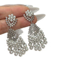Faux Pearl Teardrop Rhinestone Tassel Drop Earrings Vintage Palace Light Luxury Style view 5