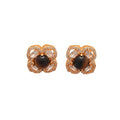 18K Gold Plated Tiger Eye Stone Round Geometric Drop Earrings With Silver Posts view 5