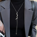 Light Luxury Copper Rhinestone Snake Pendant Clavicle Sweater Necklace For Women view 1