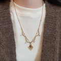 Maillard Retro Alloy Necklace With Zircon Resin Oval Teardrop Pendant For Women view 3
