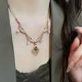 Maillard Retro Alloy Necklace With Zircon Resin Oval Teardrop Pendant For Women view 1