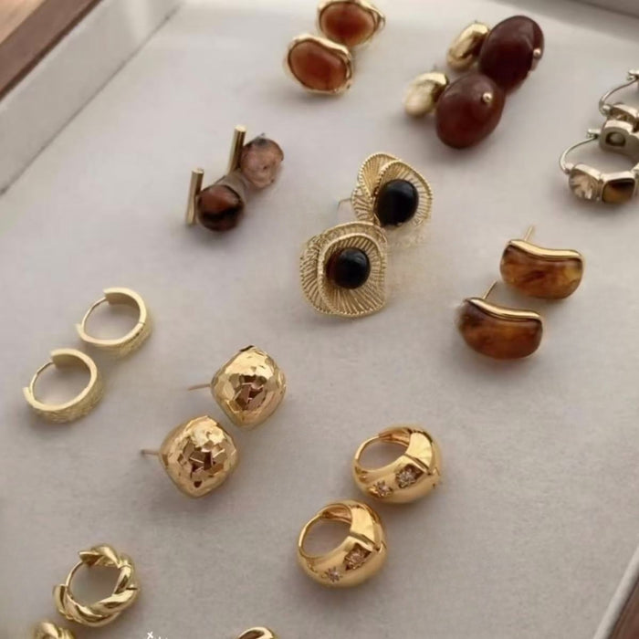 Light Luxury Irregular Iron Geometric Circle Stud Earrings For Vintage Daily Commuter Style