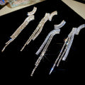 Copper Zircon Geometric Tassel Drop Earrings With Silver Needle Vintage Court Style Ear Jewelry view 4