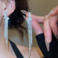 Copper Zircon Geometric Tassel Drop Earrings With Silver Needle Vintage Court Style Ear Jewelry view 3