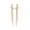 Copper Zircon Geometric Tassel Drop Earrings With Silver Needle Vintage Court Style Ear Jewelry view 5