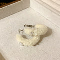 Alloy Flocked Round Snowflake Hoop Earrings, Light Luxury Geometric Floral Design view 4