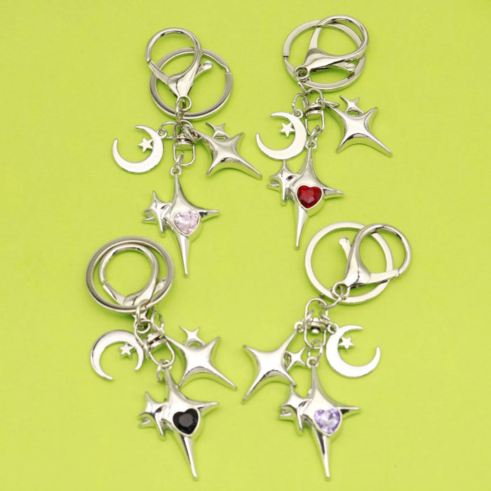 Zinc Alloy Zircon Four Point Star Jewelry Findings Accessories for DIY Jewelry Making
