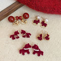 Silver Needle Faux Pearl Zircon Flocked Horse Stud Earrings Light Luxury Chinese Retro Style view 1