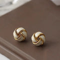 French Style Metal Spiral Design Stud Earrings For Women, Korean Elegant Fashion Accessories view 2