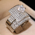 Luxury Shiny Couple Ring Set For Wedding Banquet Dress Accessories And Bridal Jewelry view 3