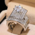 Luxury Shiny Couple Ring Set For Wedding Banquet Dress Accessories And Bridal Jewelry view 2