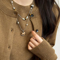 Vintage Copper Horse Pendant Sweater Necklace With Wood Star Charm, New Chinese Light Luxury Choker view 4
