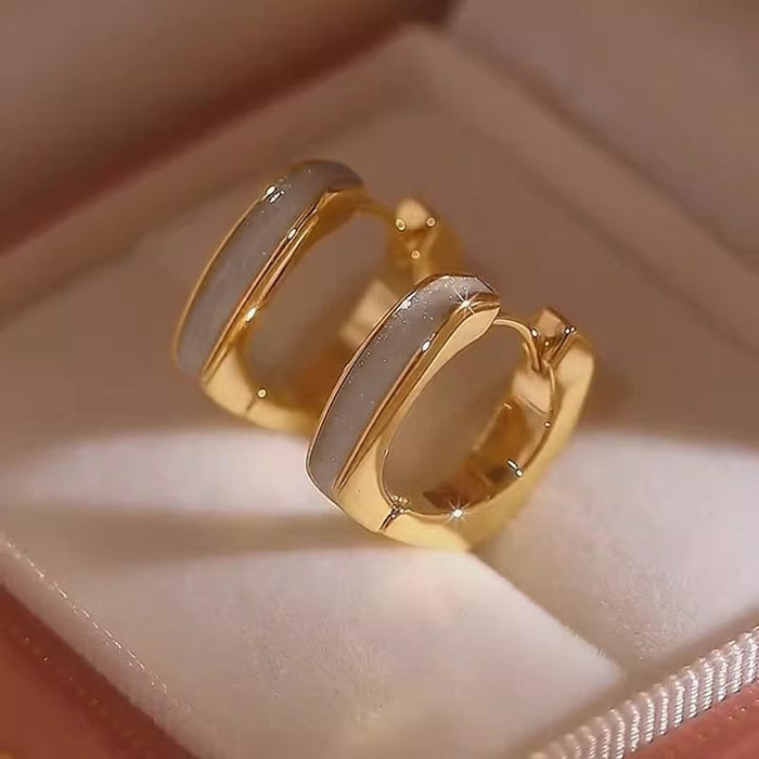 Minimalist Fashion Square Oil Drip Ear Cuffs For Women Korean Style Daily Matching Jewelry Earrings