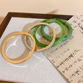 New Chinese Style Resin Marbled Geometric Smooth Round Bangle Minimalist Plastic Bracelet view 4