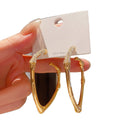 Alloy Rhinestone Bamboo Segment Curved Geometric Hoop Earrings For Women view 5