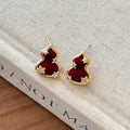 New Chinese Style Zircon Gourd Star Stud Earrings With Silver Pins, Retro Flocked Geometric Jewelry view 3
