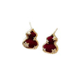 New Chinese Style Zircon Gourd Star Stud Earrings With Silver Pins, Retro Flocked Geometric Jewelry view 5