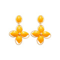 Light Luxury Enamel Flower Pendant Drop Earrings With Iron Studs, Vintage Statement Earrings For Women view 5