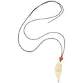 Minimalist Light Luxury Alloy Leaf Pendant Leather Sweater Necklace For Women view 5