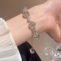 Minimalist Faux Crystal Beaded Snowflake Floral Geometric Bangle For Women view 4