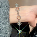 Minimalist Faux Crystal Beaded Snowflake Floral Geometric Bangle For Women view 2