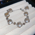 Minimalist Faux Crystal Beaded Snowflake Floral Geometric Bangle For Women view 3