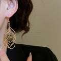 Vintage Maillard Iron Twisted Diamond Tiger Eye Pendant Hook Drop Earrings view 3