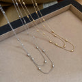 Iron Oval Rice Bead Layered Sweater Necklace Korean Minimalist Light Luxury Geometric Jewelry view 4