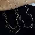 Iron Oval Rice Bead Layered Sweater Necklace Korean Minimalist Light Luxury Geometric Jewelry view 2