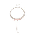 Light Luxury Rhinestone Bow Tassel Faux Pearl Choker Necklace For Women view 5