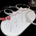 Light Luxury Rhinestone Bow Tassel Faux Pearl Choker Necklace For Women view 3