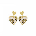 Daisy Heart Enamel Drop Earrings Niche Versatile Floral Heart Dangle Ear Jewelry view 5