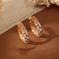 Alloy Round Zircon Hoop Earrings For Women Light Luxury Vintage Geometric Ear Jewelry view 2
