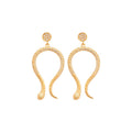 14K Gold Plated Copper Zircon Snake Stud Earrings, Light Luxury Vintage Statement Jewelry view 5