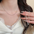 French Cross Pendant Faux Pearl Necklace Minimal Light Luxury Geometric Choker For Daily Wear view 1
