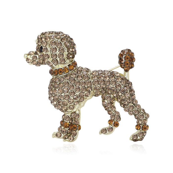 Alloy Rhinestone Dog Brooch Pin For Suit And Coat Decoration – White Gold White