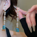 18K Gold Plated Copper Square Zircon Stud Earrings With Silver Pins Luxury Geometric Court Style view 3