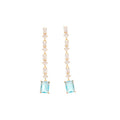 18K Gold Plated Copper Square Zircon Stud Earrings With Silver Pins Luxury Geometric Court Style view 5