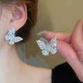 Light Luxury Floral Zircon Faux Pearl Stud Earrings With Silver Needle Elegant Jewelry view 4
