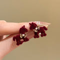 Red Resin Zircon Round Geometric Stud Earrings With Silver Pins Vintage Light Luxury Style view 4