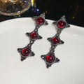 Light Luxury Alloy Resin Round Geometric Dark Style Drop Earrings With Silver Pins view 4