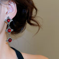 Light Luxury Alloy Resin Round Geometric Dark Style Drop Earrings With Silver Pins view 3